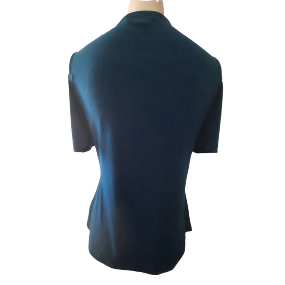 Calvin Klein Cold Shoulder Short Sleeve Turquoise Top Small - Picture 2 of 7